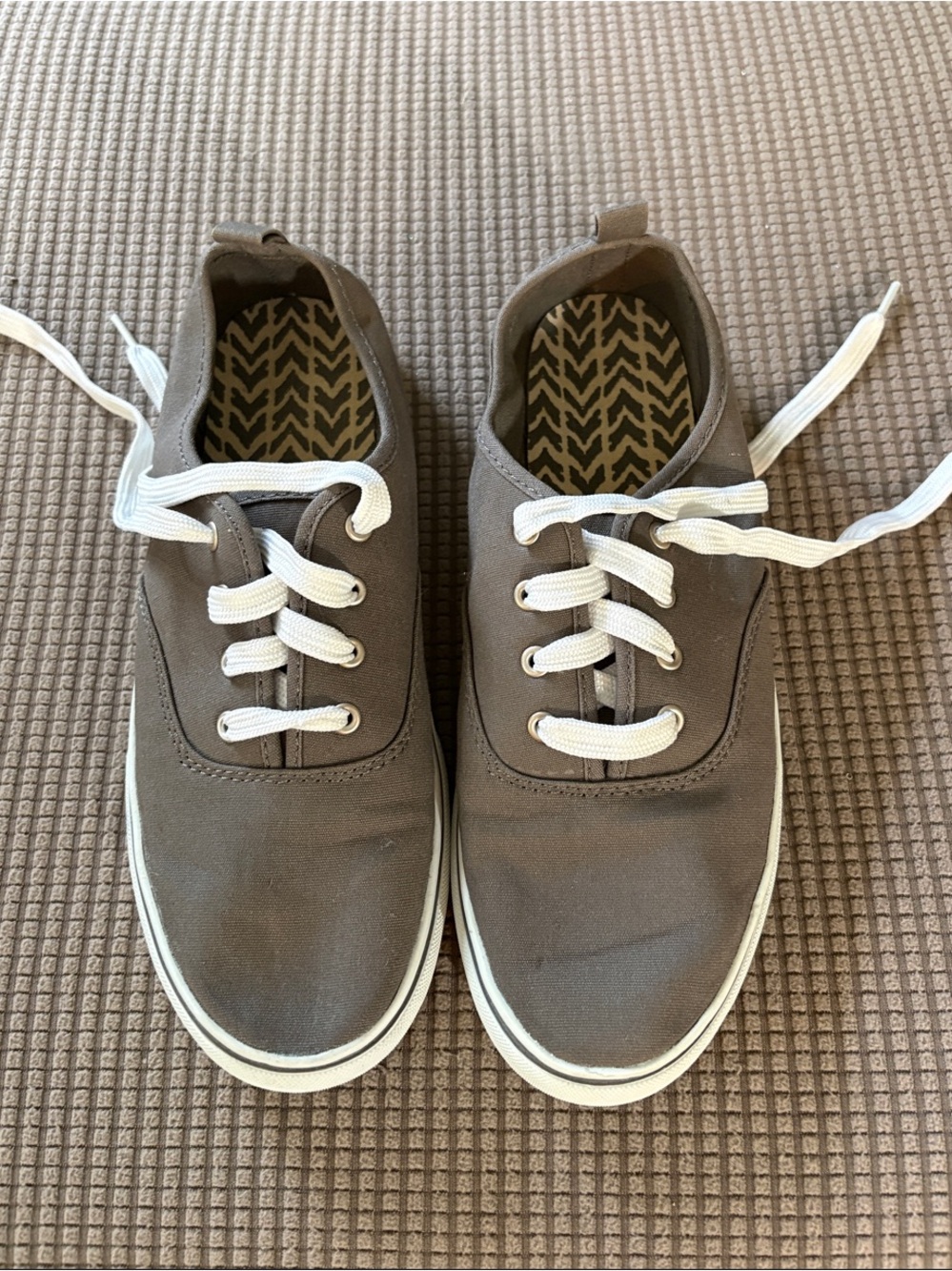 Faded Glory Taupe Canvas Sneakers with White Laces